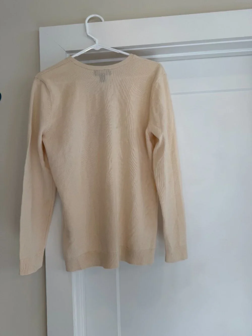 Women's Lands' End Cream Cashmere Sweater Size L NWT